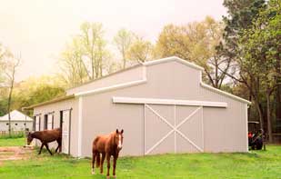 Custom Metal Barn With Side Stall Doors
