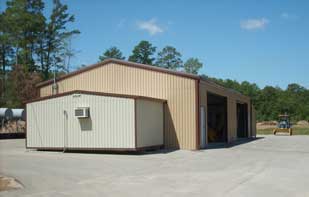 Tan Metal Storage Building