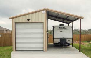 Metal Storage Building with Side RV Cover